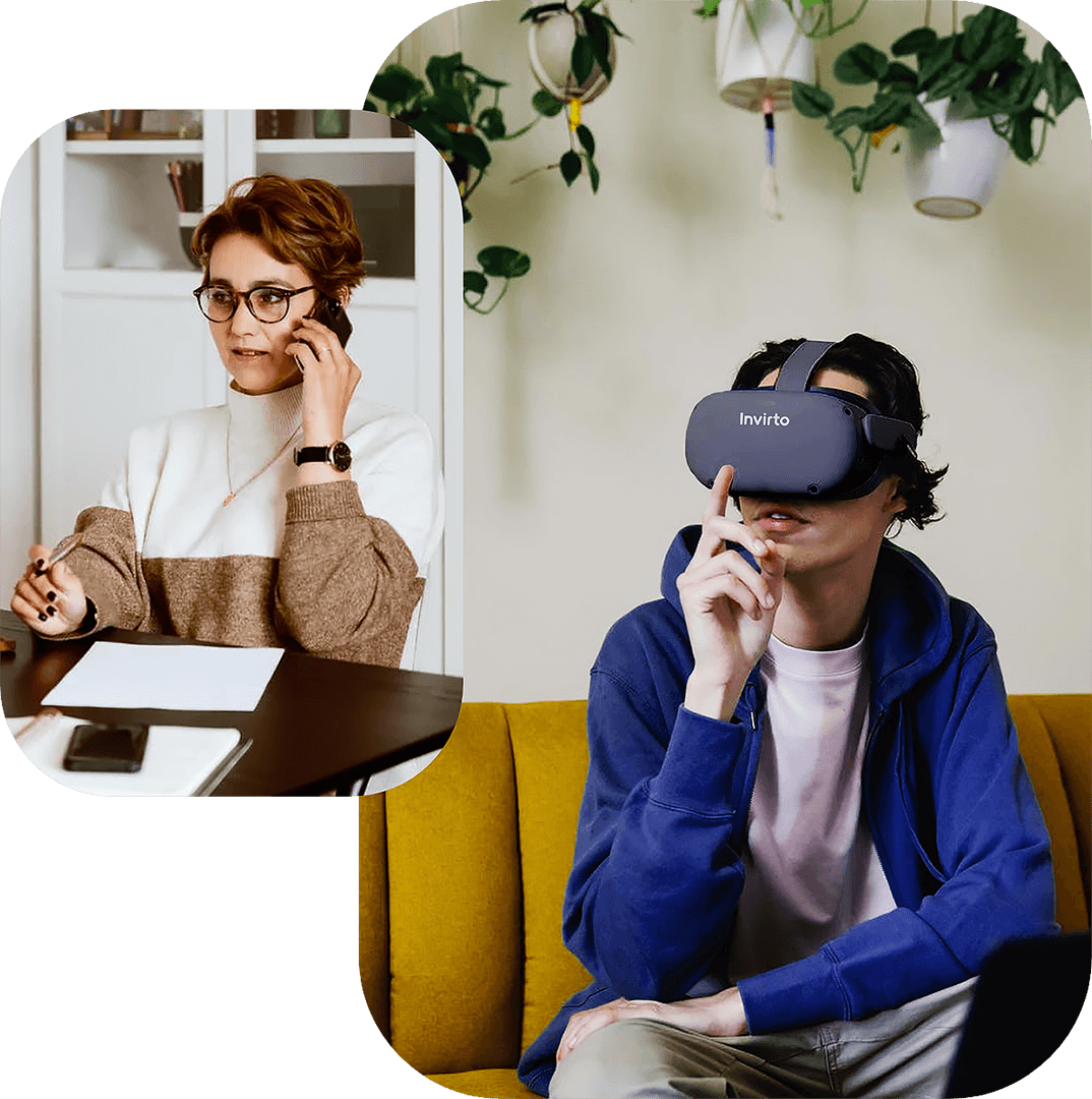 Person hat eine Virtual-Reality-Brille auf
