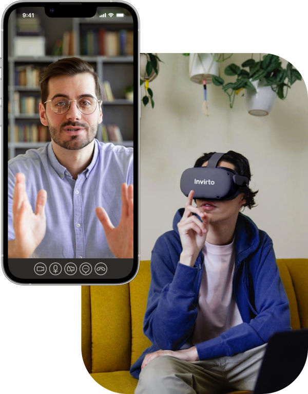 Person hat nutzt eine Virtual-Reality-Brille